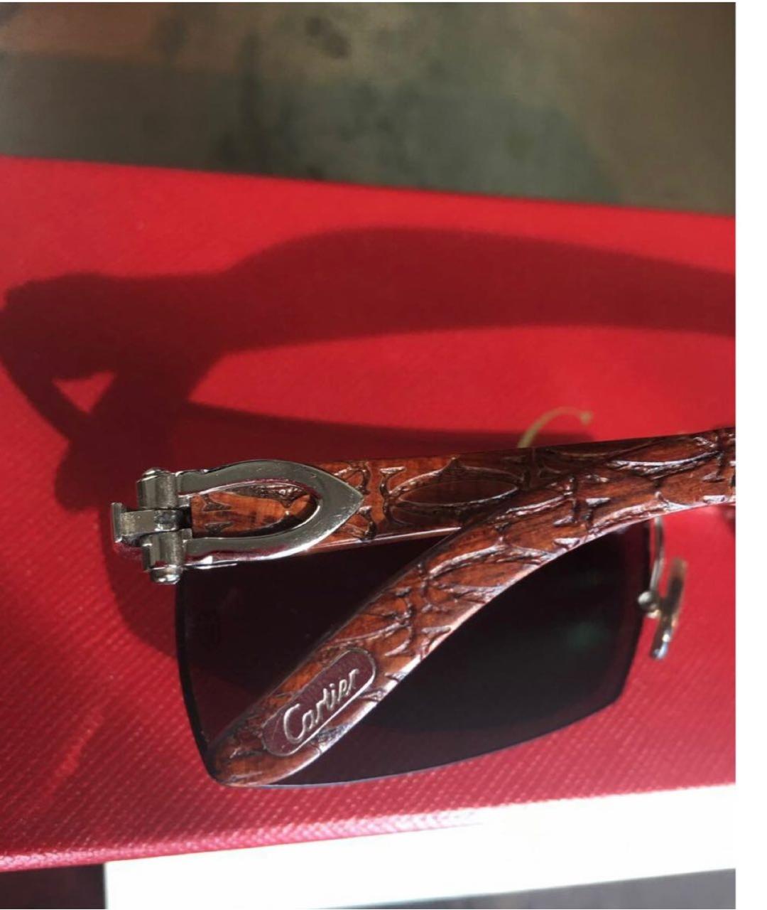 CARTIER Коричневые деревянные солнцезащитные очки, фото 6