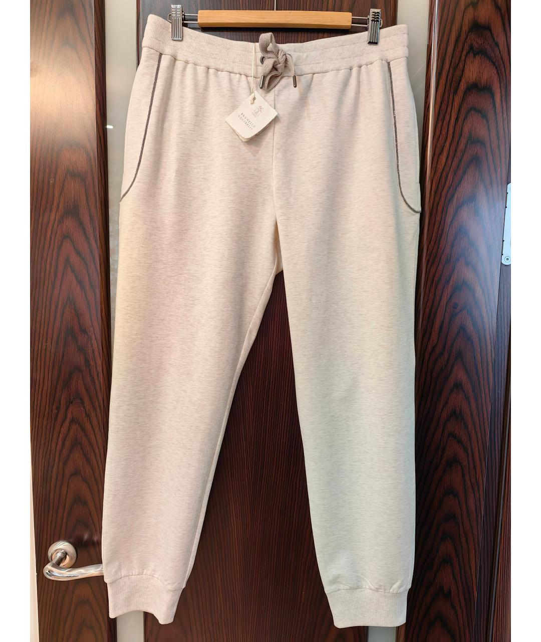 BRUNELLO CUCINELLI Бежевые хлопковые спортивные брюки и шорты, фото 2