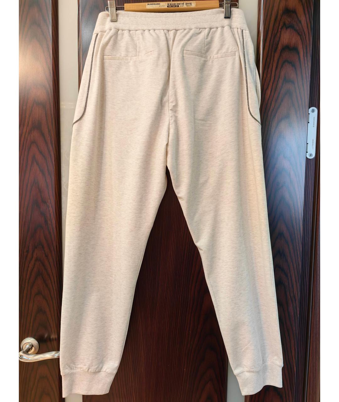 BRUNELLO CUCINELLI Бежевые хлопковые спортивные брюки и шорты, фото 3