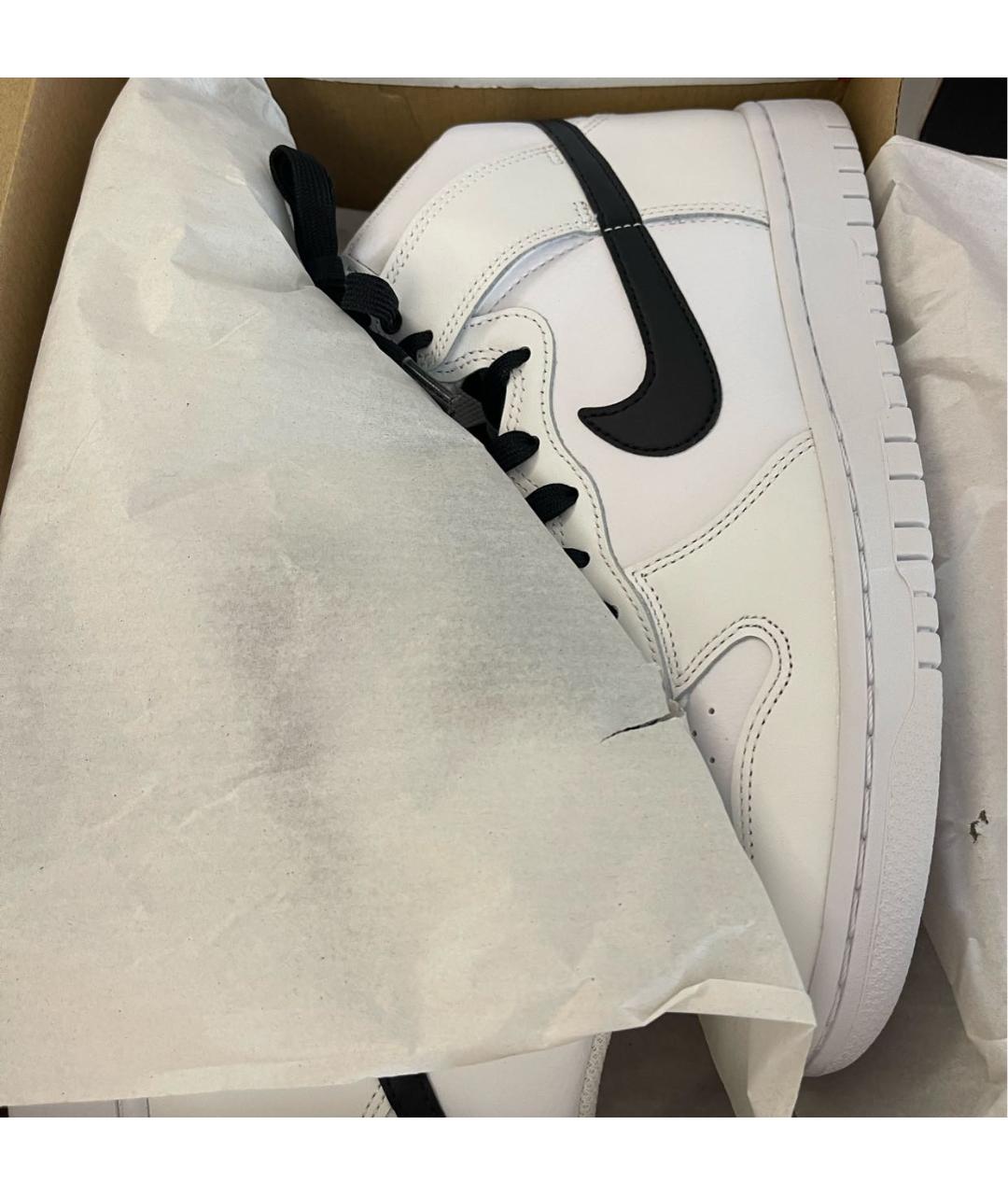 NIKE Белые кожаные высокие кроссовки / кеды, фото 5