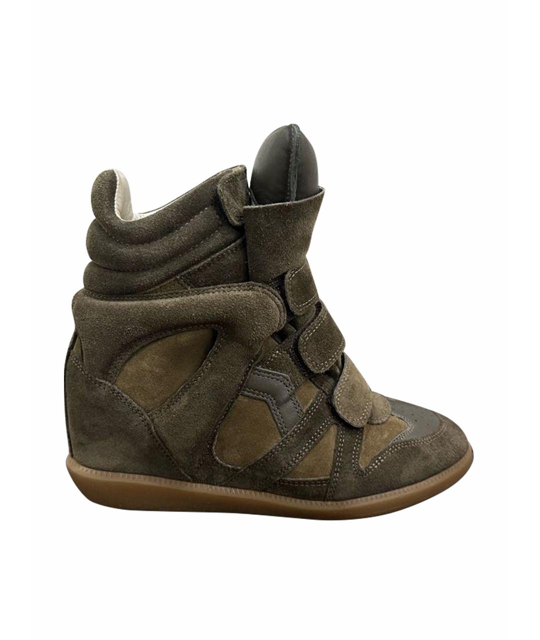 ISABEL MARANT ETOILE Хаки кожаные кроссовки, фото 1