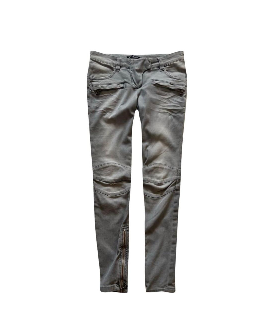 BALMAIN Серые хлопко-эластановые джинсы слим, фото 1