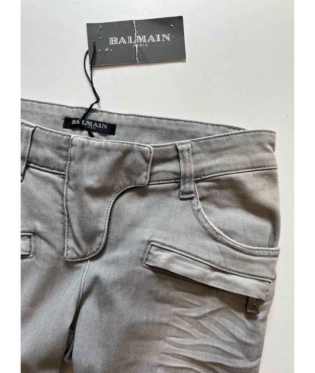 BALMAIN Серые хлопко-эластановые джинсы слим, фото 7