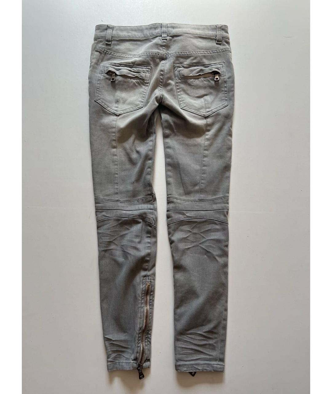 BALMAIN Серые хлопко-эластановые джинсы слим, фото 2