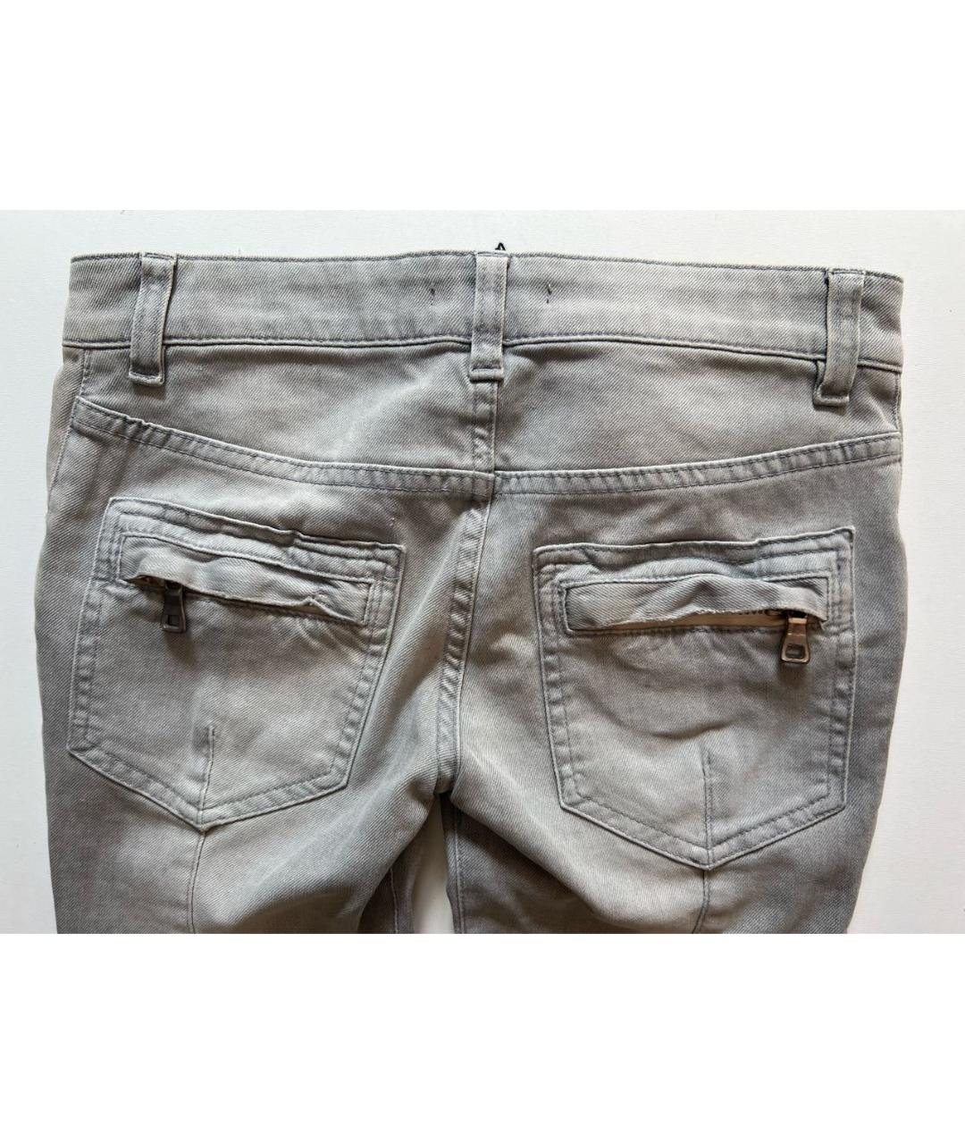 BALMAIN Серые хлопко-эластановые джинсы слим, фото 3