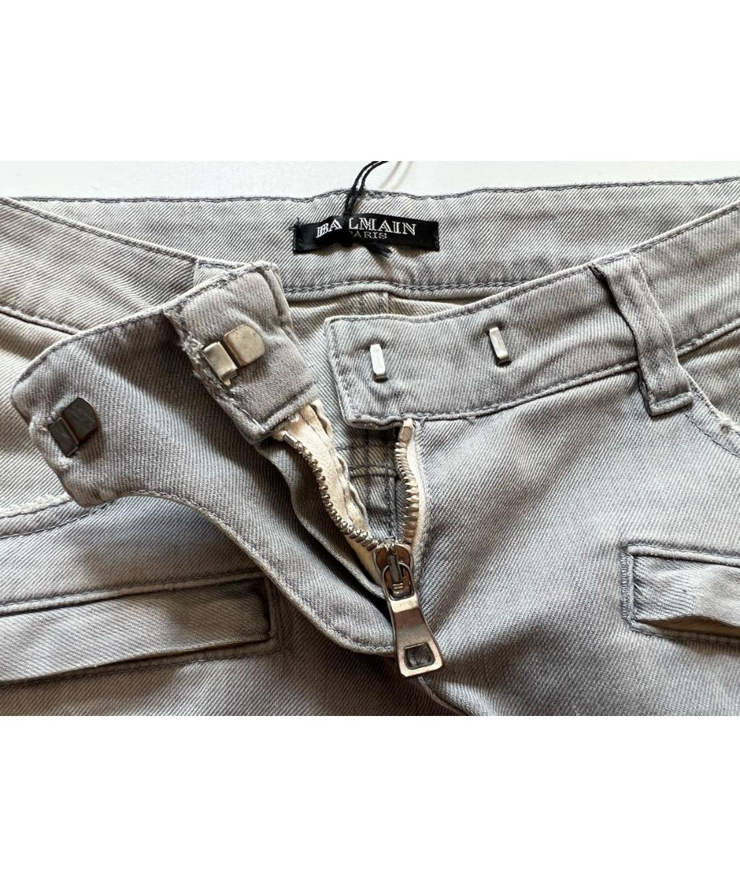 BALMAIN Серые хлопко-эластановые джинсы слим, фото 4