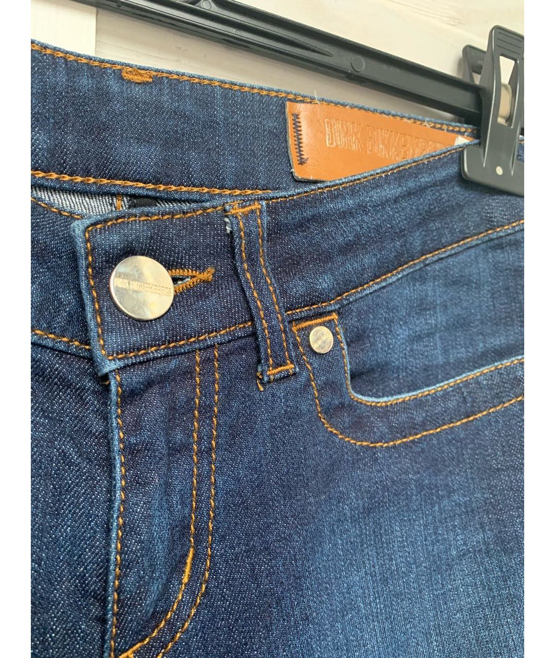 BIKKEMBERGS Темно-синие хлопко-эластановые джинсы слим, фото 3