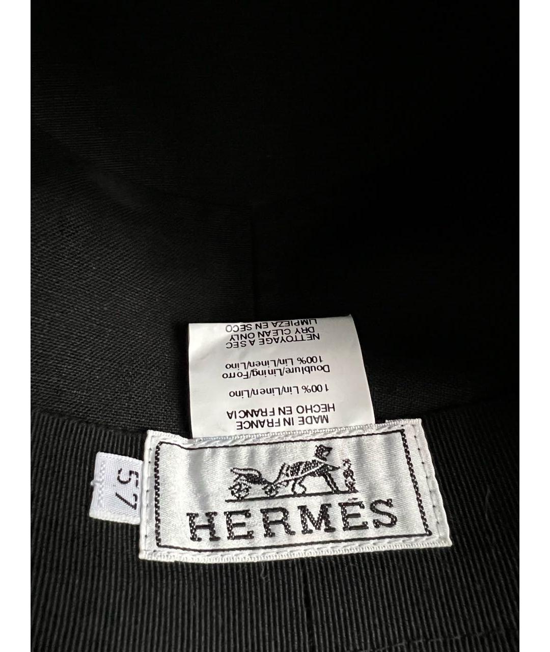 HERMES Антрацитовая льняная шляпа, фото 5