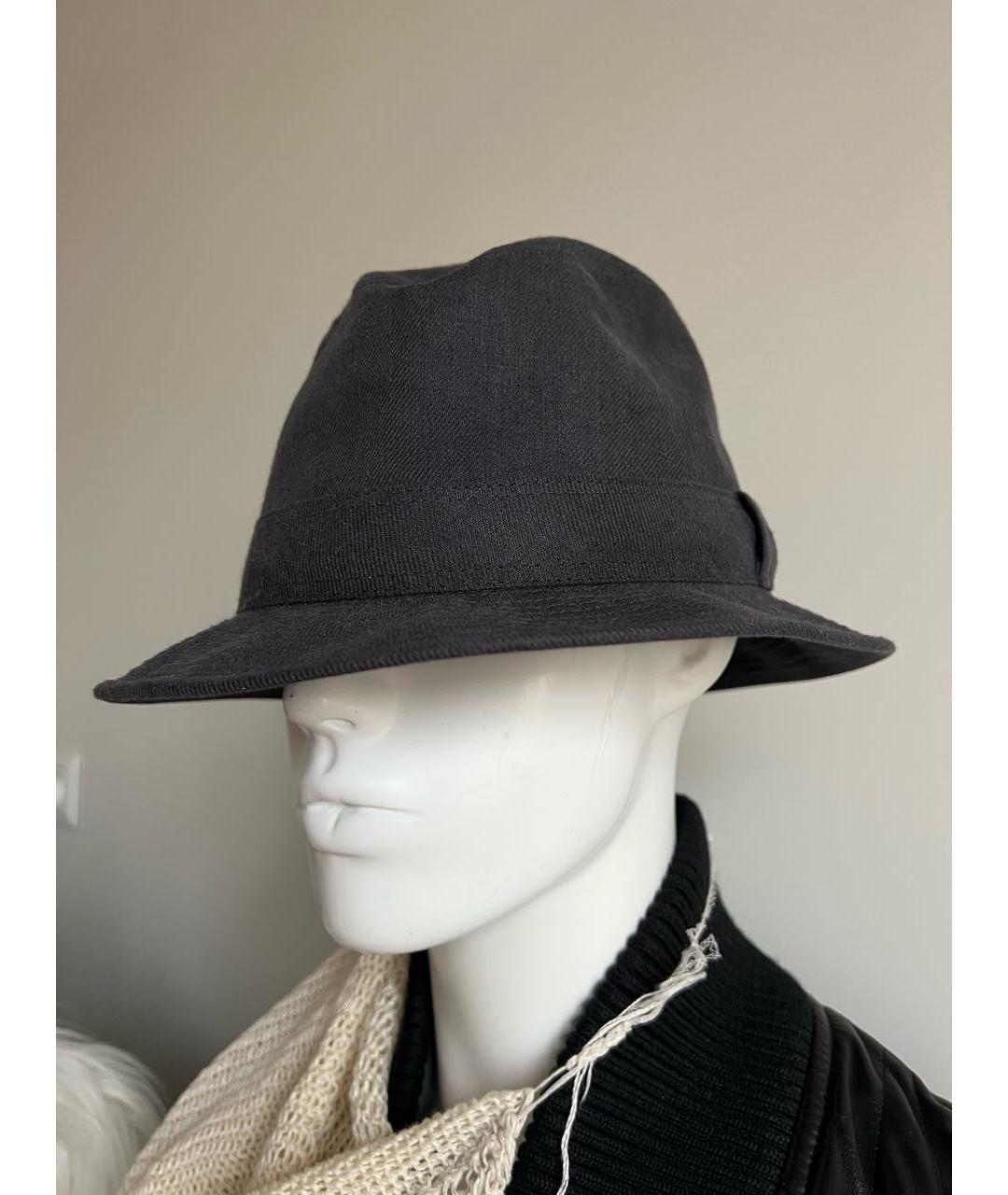 HERMES Антрацитовая льняная шляпа, фото 2
