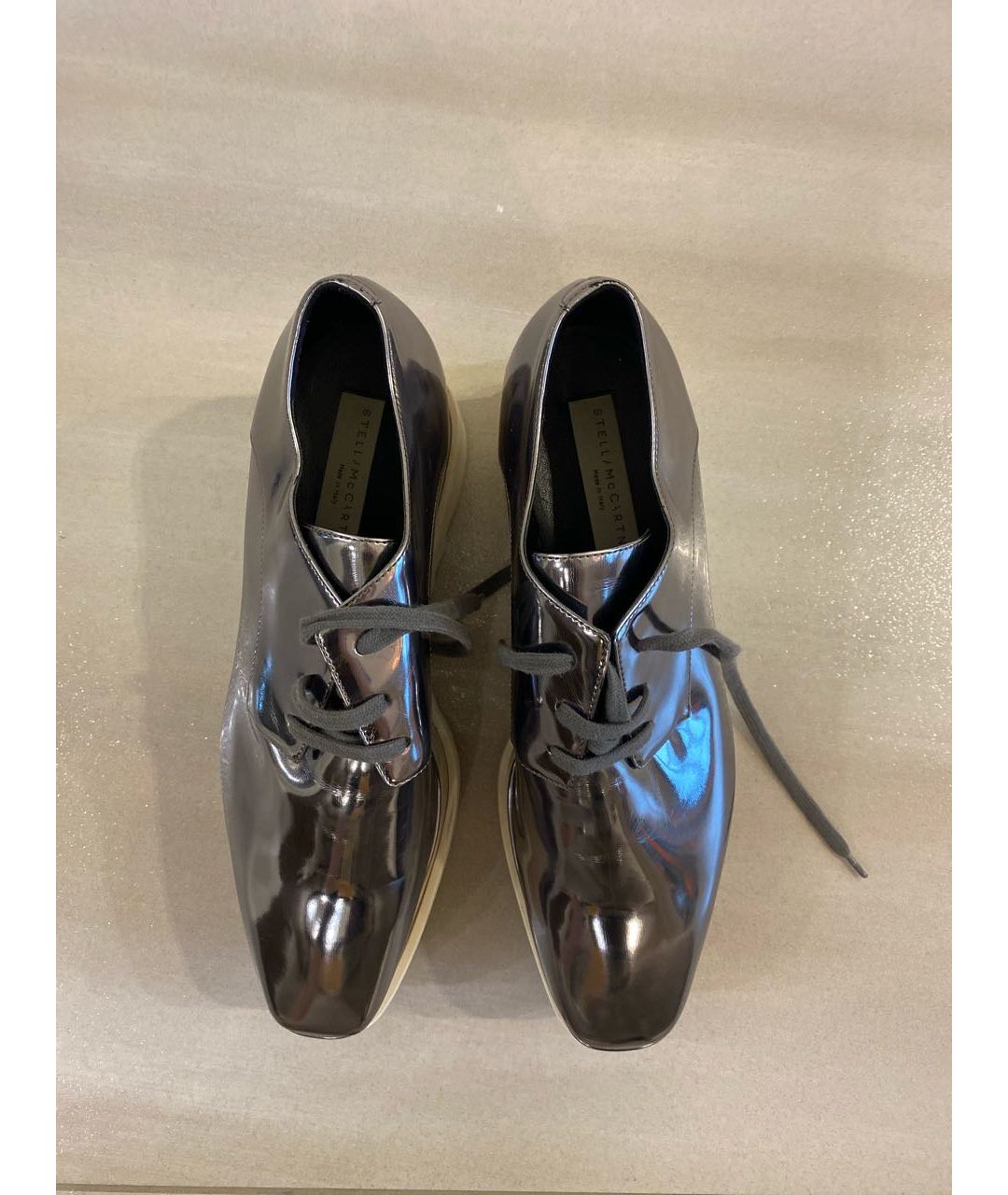 STELLA MCCARTNEY Серебряные ботинки из лакированной кожи, фото 3