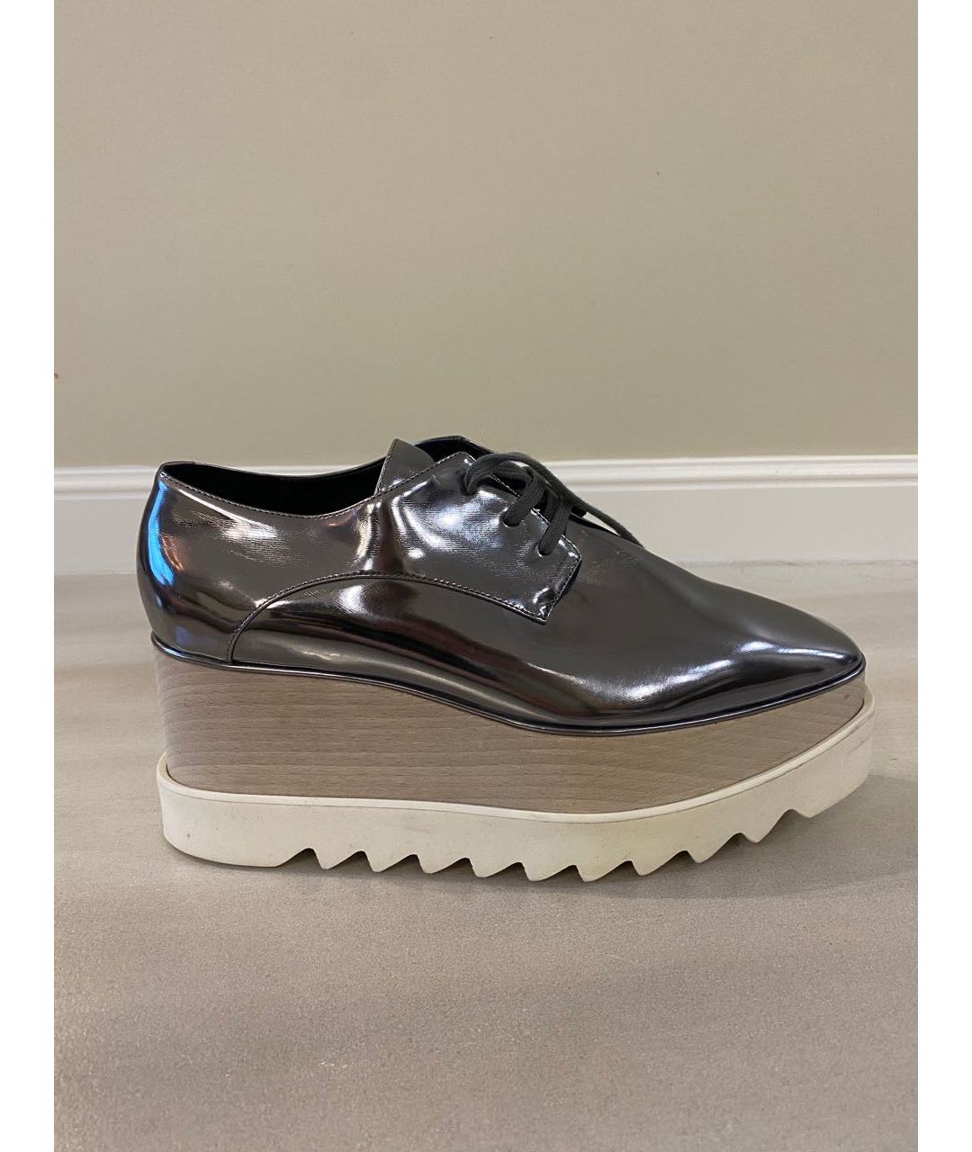 STELLA MCCARTNEY Серебряные ботинки из лакированной кожи, фото 5