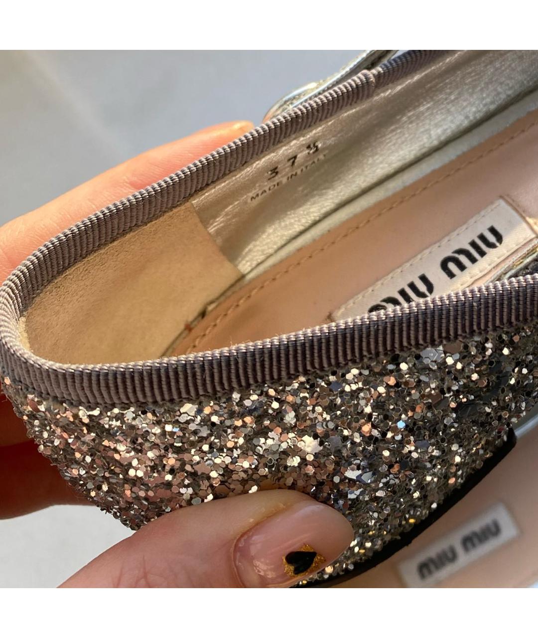 MIU MIU Серебряные балетки, фото 7