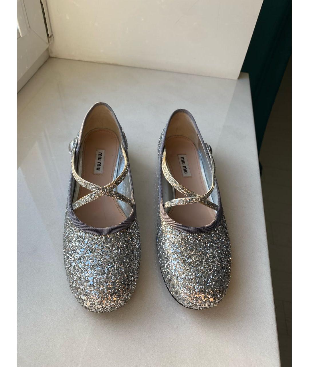MIU MIU Серебряные балетки, фото 2