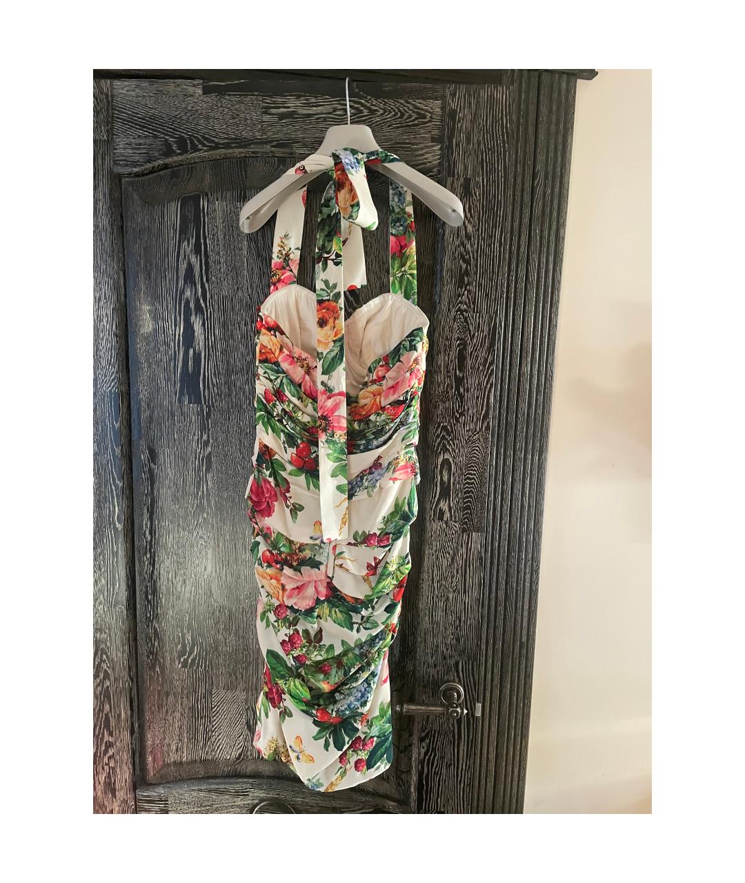 DOLCE&GABBANA Белое шелковое коктейльное платье, фото 2