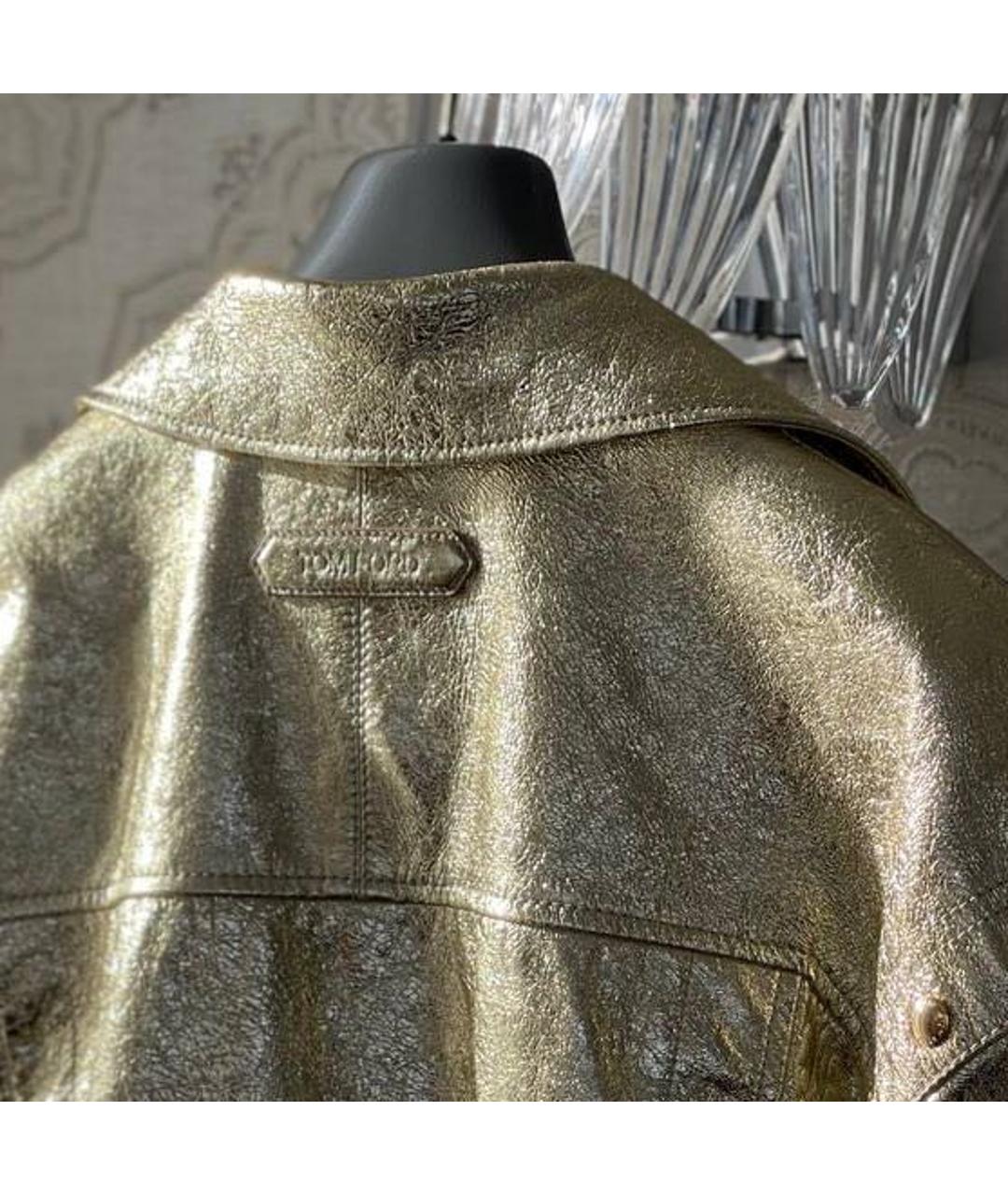 TOM FORD Золотая кожаная куртка, фото 3