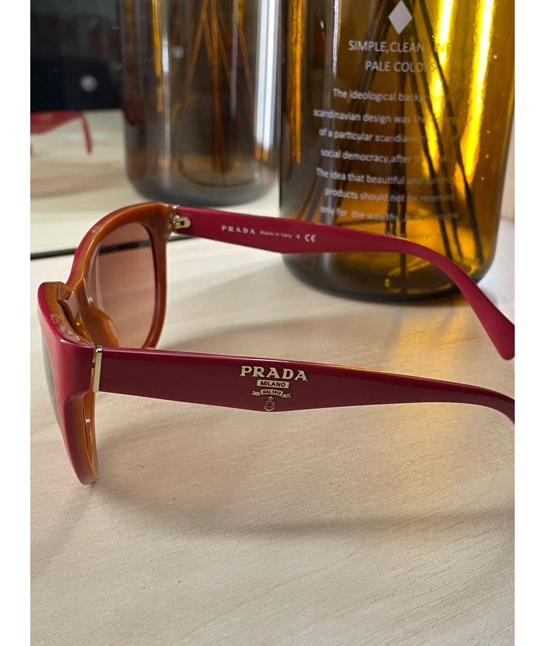 PRADA Красные пластиковые солнцезащитные очки, фото 2