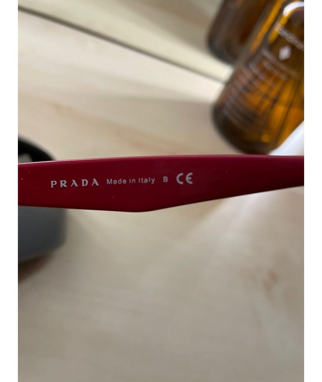 PRADA Красные пластиковые солнцезащитные очки, фото 3