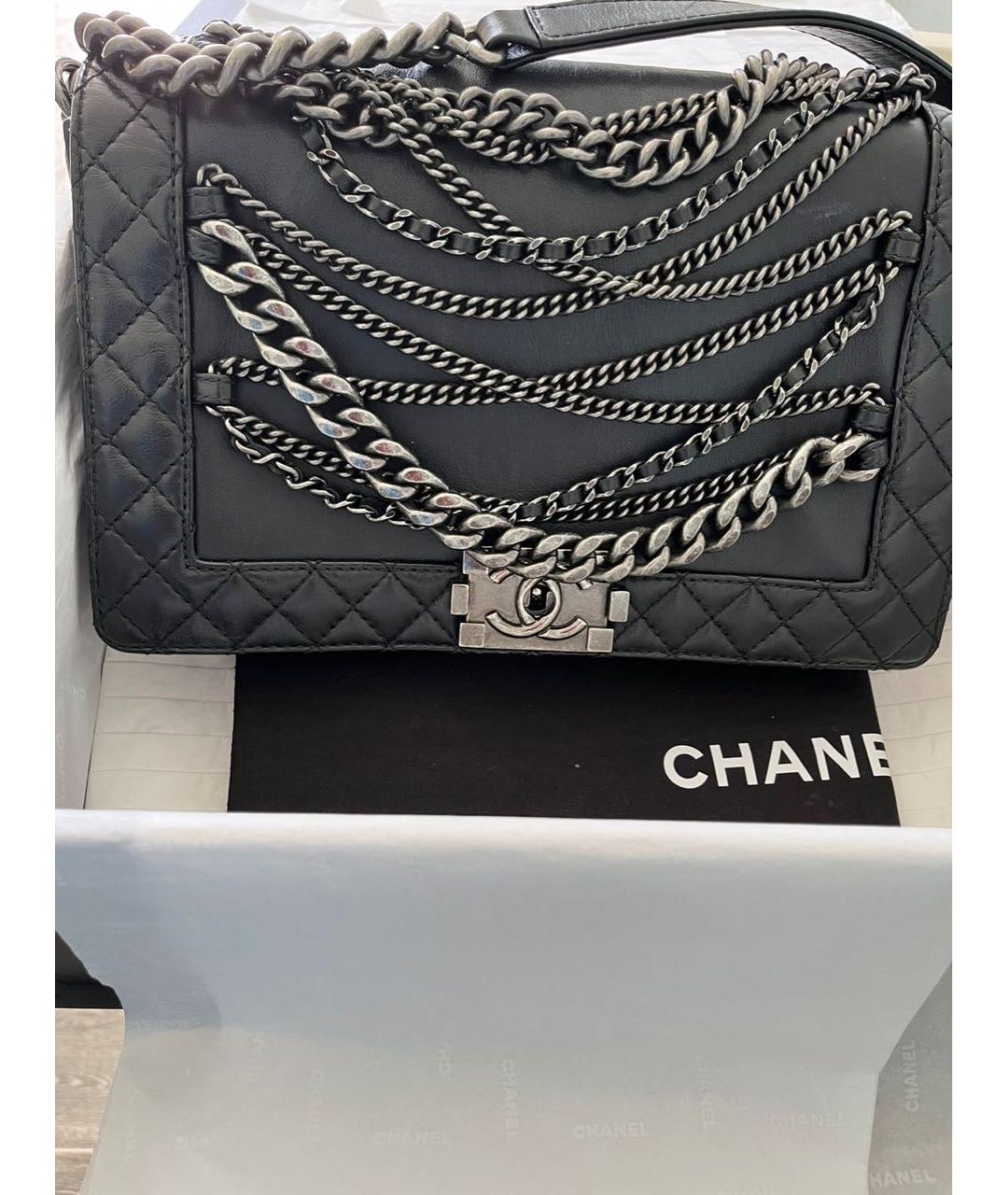 CHANEL PRE-OWNED Черная кожаная сумка через плечо, фото 2