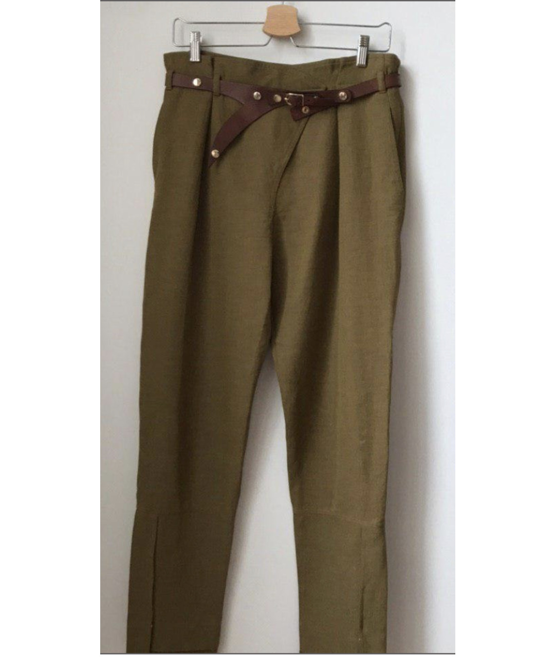 CHLOE Горчичные вискозные прямые брюки, фото 2