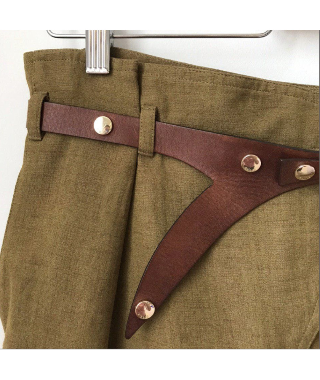 CHLOE Горчичные вискозные прямые брюки, фото 3