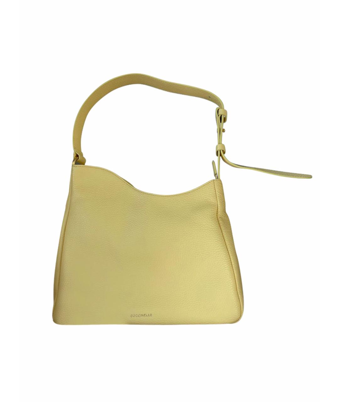 COCCINELLE Желтая кожаная сумка с короткими ручками, фото 1