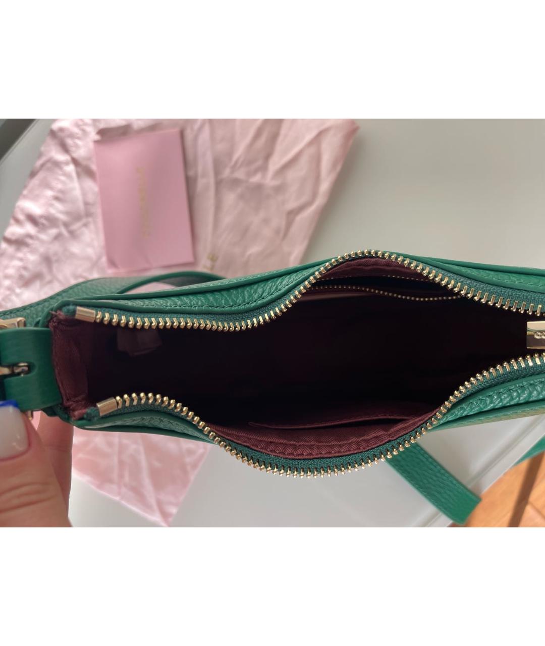 COCCINELLE Зеленая кожаная сумка с короткими ручками, фото 3