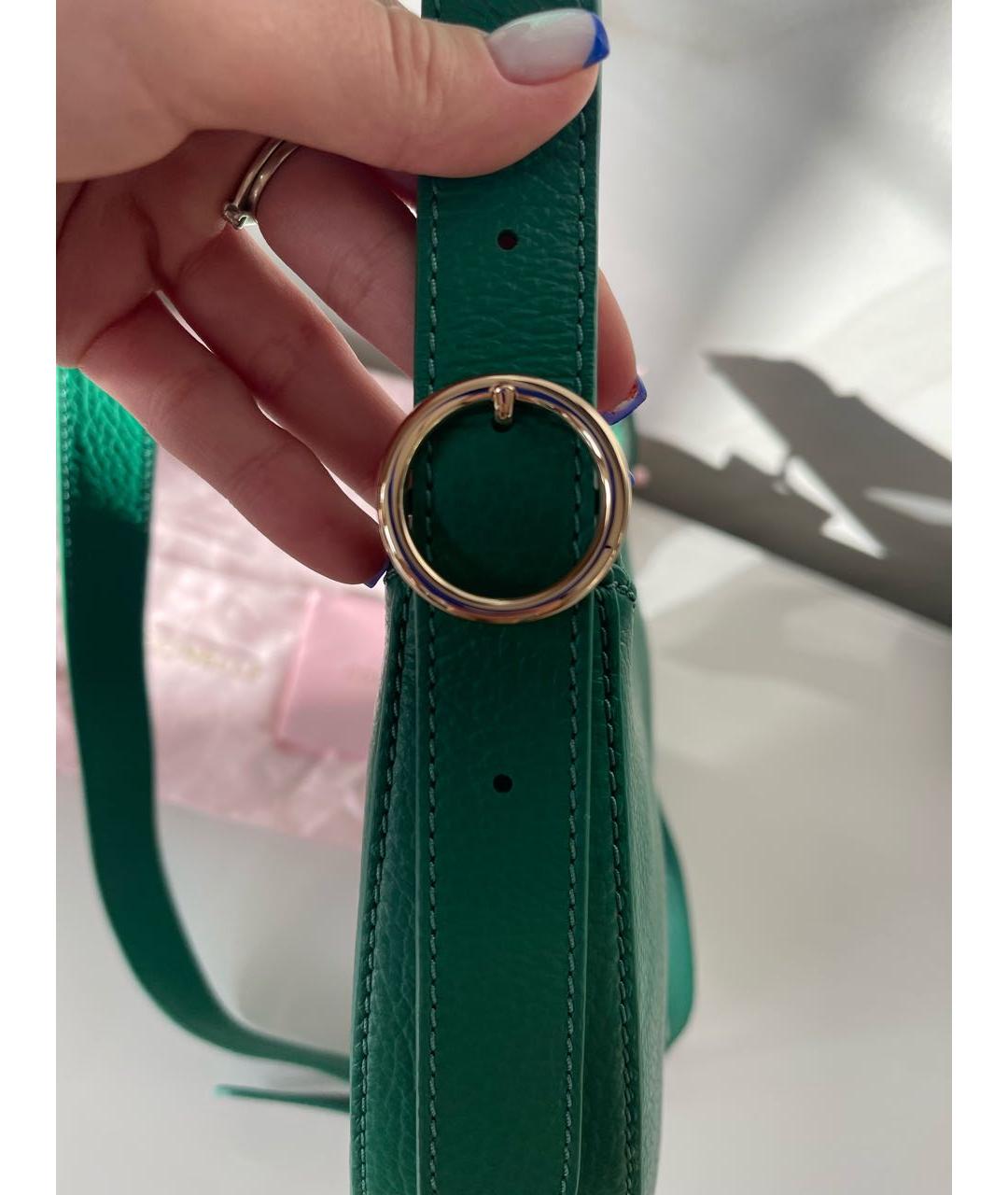 COCCINELLE Зеленая кожаная сумка с короткими ручками, фото 5