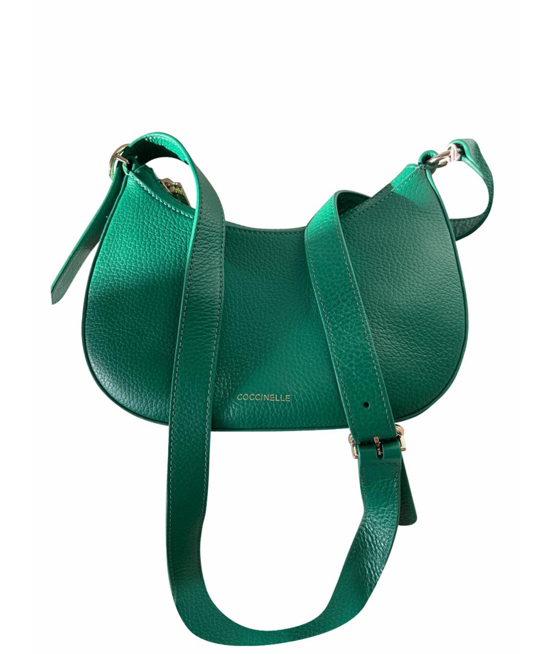 COCCINELLE Зеленая кожаная сумка с короткими ручками, фото 1