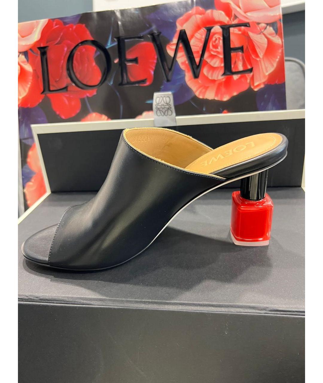 LOEWE Черные кожаные мюли, фото 5