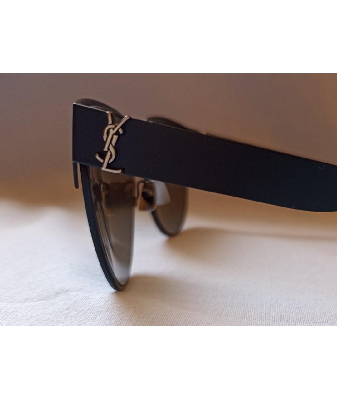 SAINT LAURENT Черные металлические солнцезащитные очки, фото 2