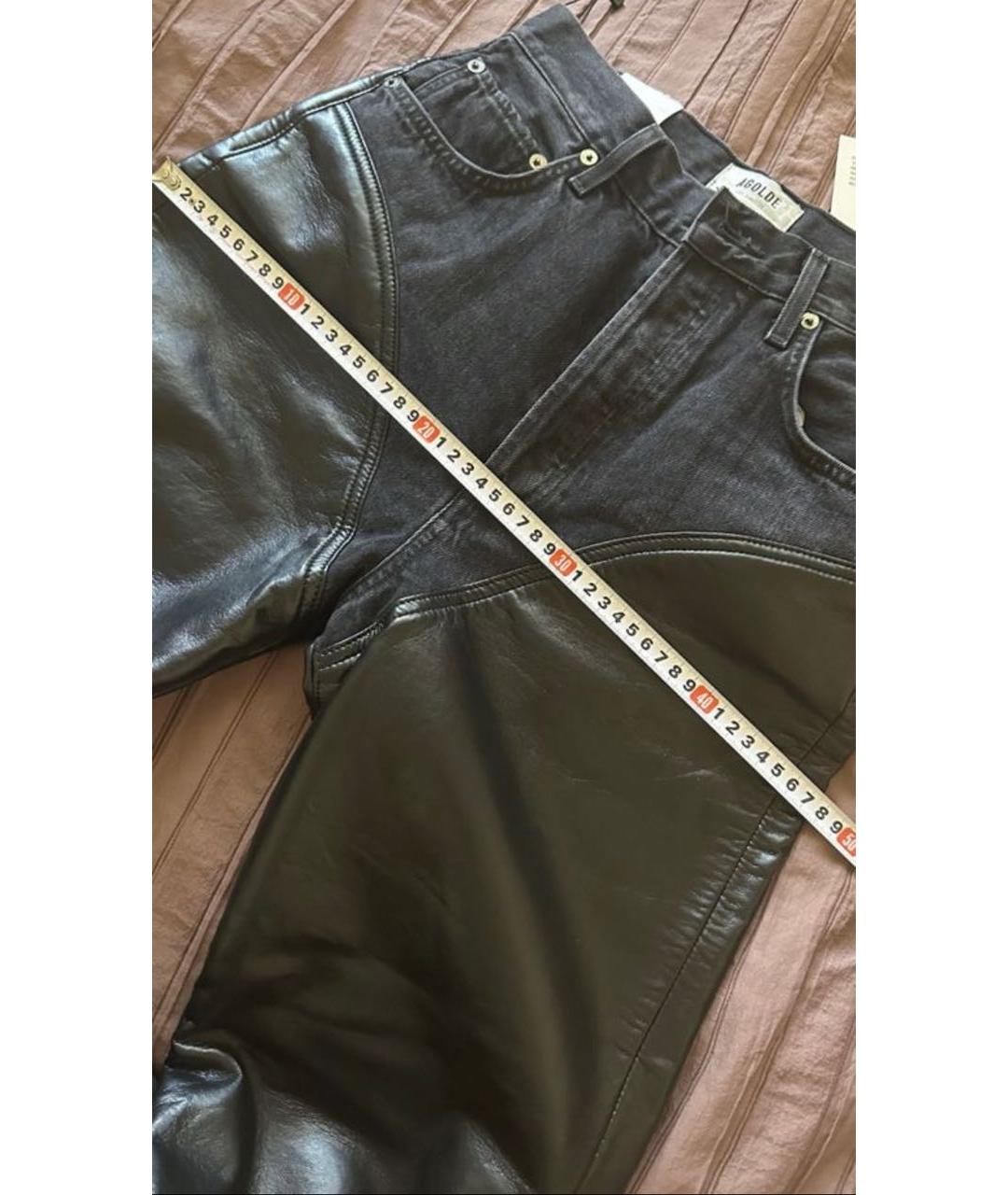 AGOLDE Черные хлопко-леновые прямые джинсы, фото 4