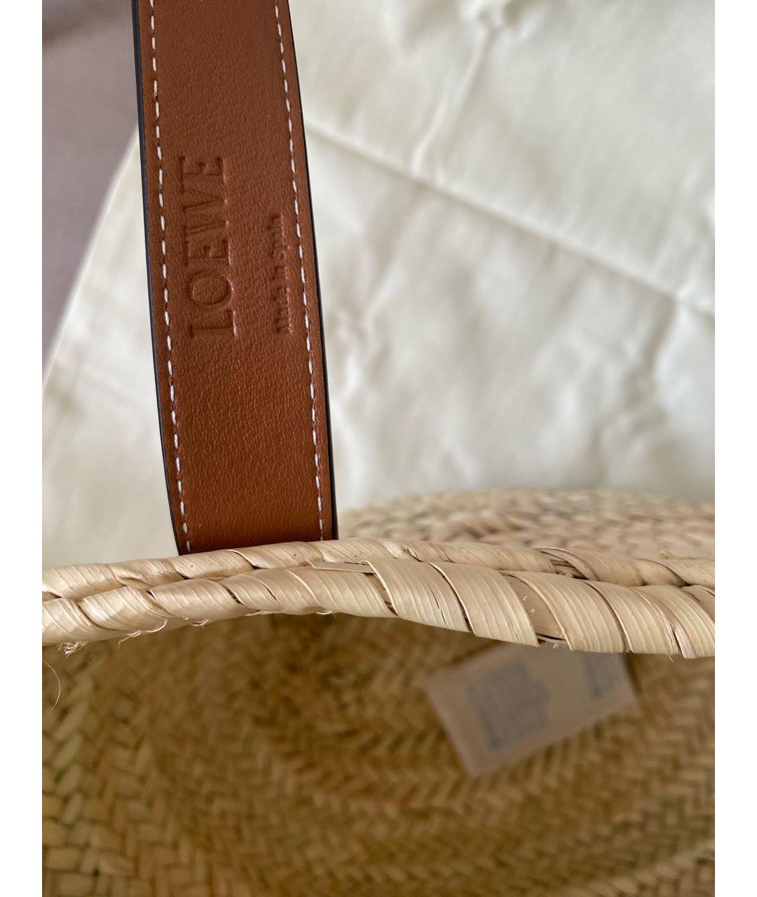 LOEWE Бежевая плетеная пляжная сумка, фото 3
