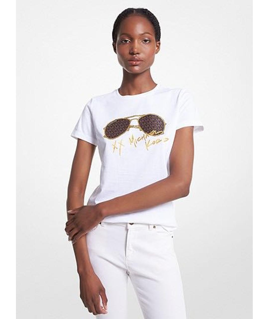 MICHAEL MICHAEL KORS Белая хлопковая футболка, фото 3