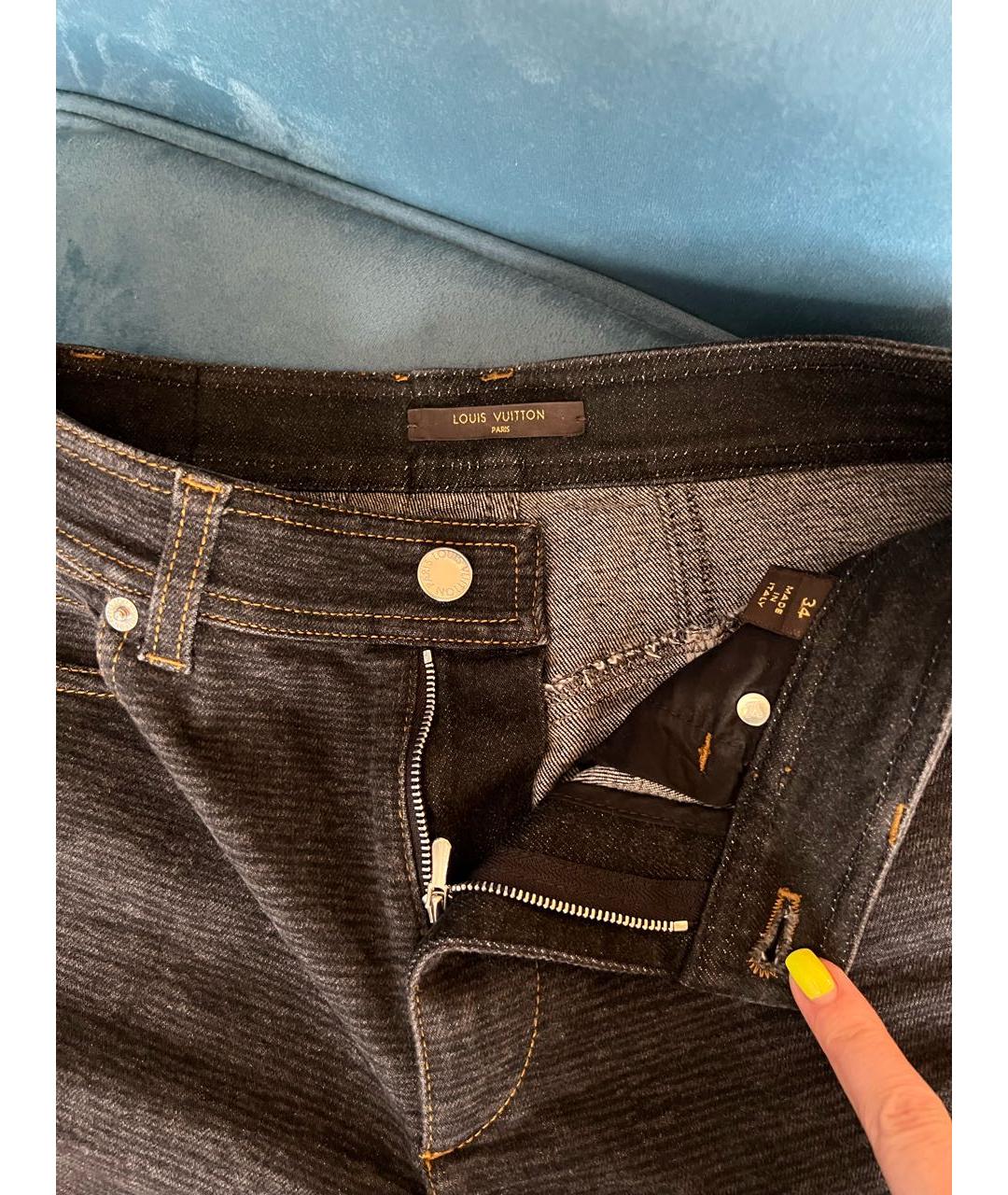 LOUIS VUITTON Синие хлопко-эластановые джинсы слим, фото 7