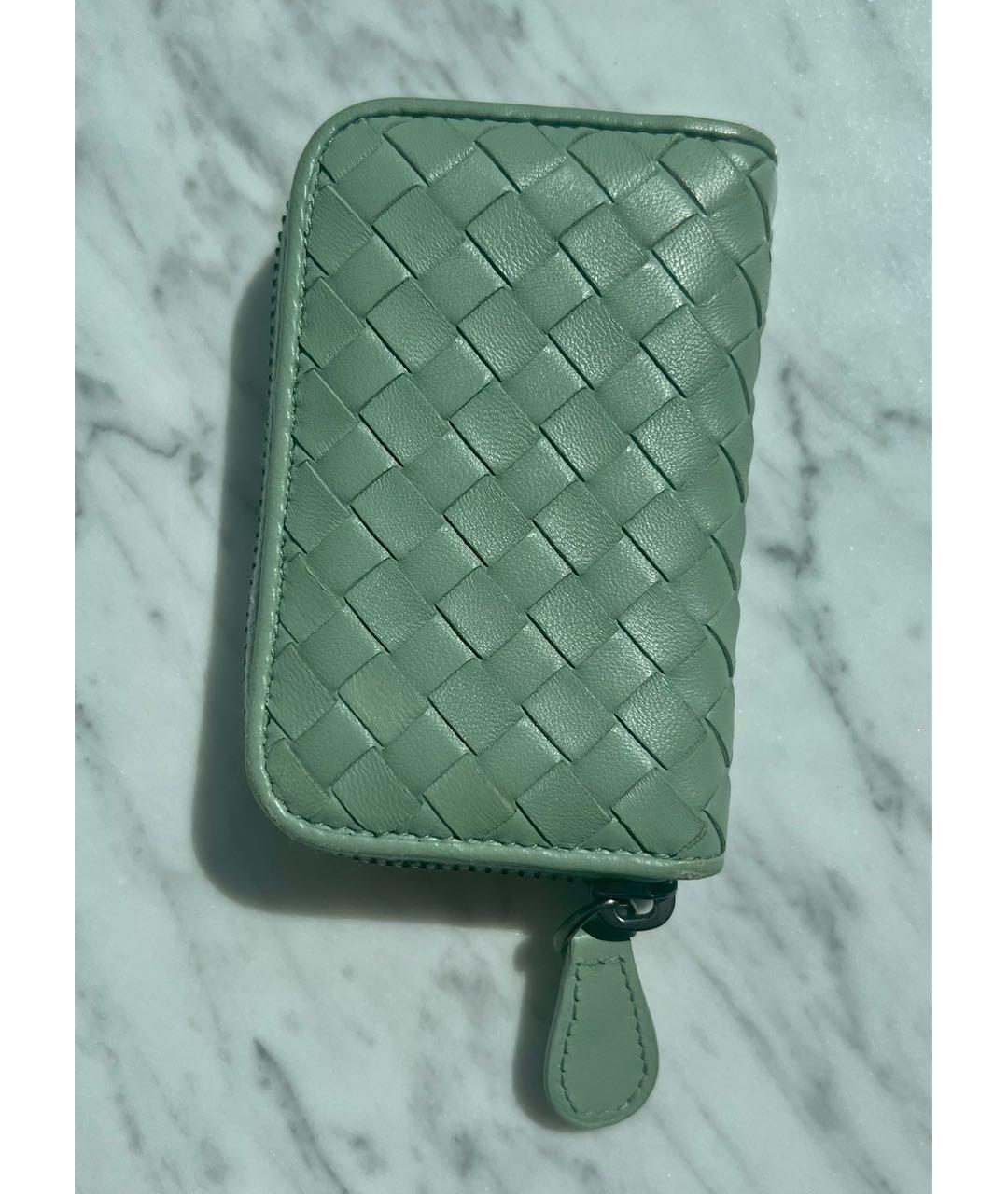 BOTTEGA VENETA Салатовый кожаный кардхолдер, фото 9