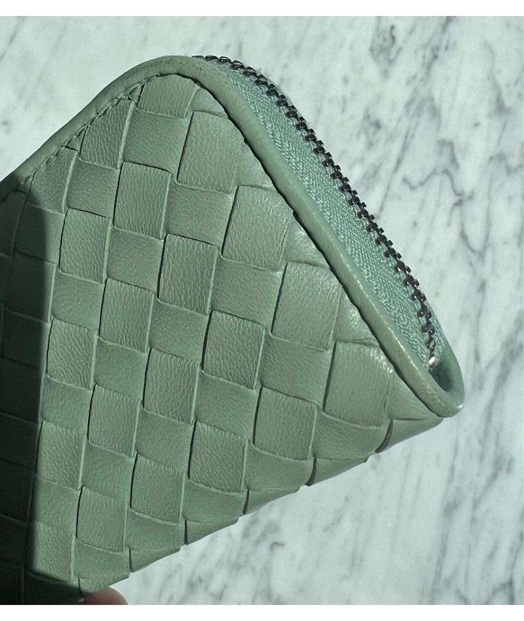 BOTTEGA VENETA Салатовый кожаный кардхолдер, фото 8