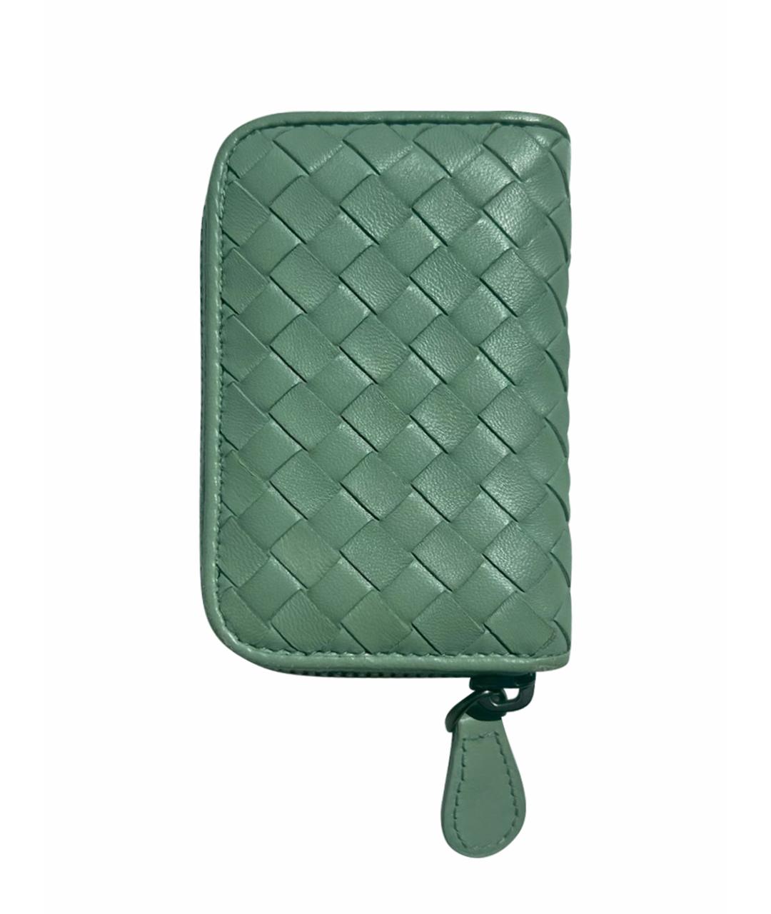 BOTTEGA VENETA Салатовый кожаный кардхолдер, фото 1