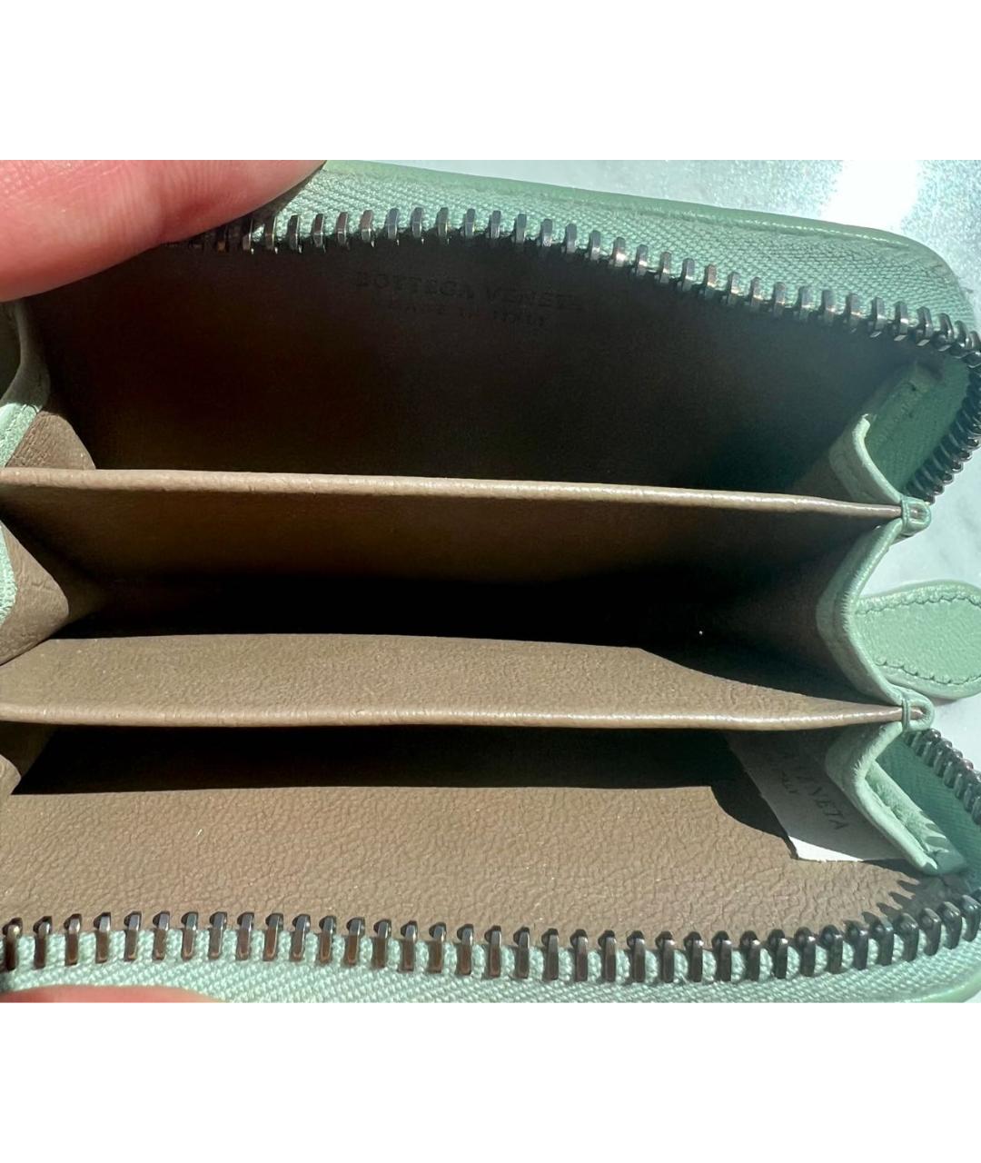 BOTTEGA VENETA Салатовый кожаный кардхолдер, фото 3