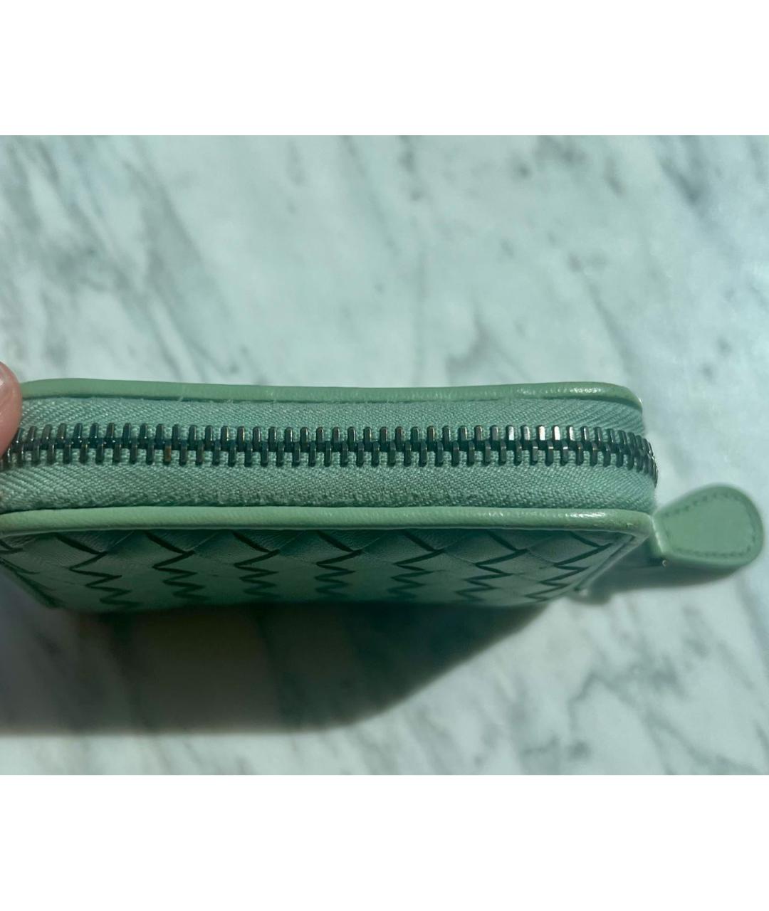 BOTTEGA VENETA Салатовый кожаный кардхолдер, фото 2