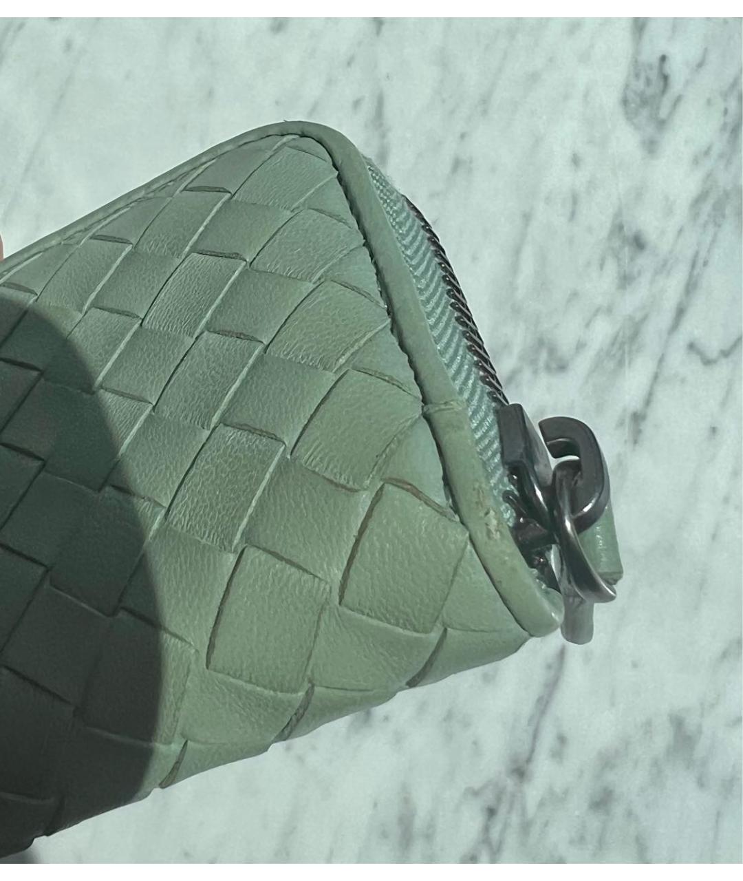BOTTEGA VENETA Салатовый кожаный кардхолдер, фото 6