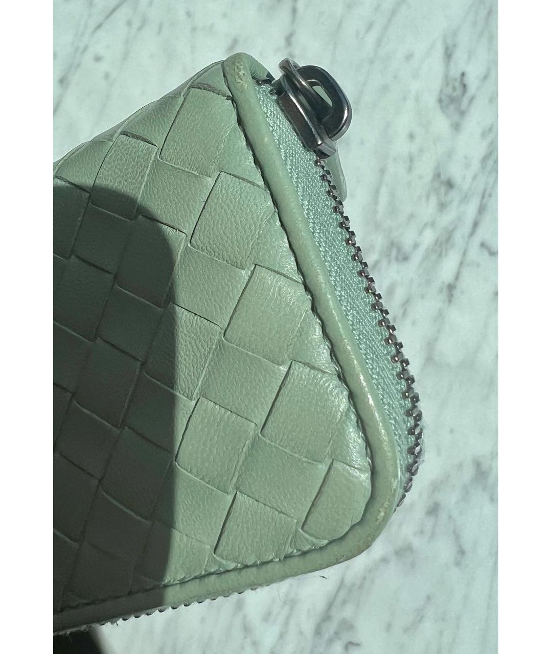 BOTTEGA VENETA Салатовый кожаный кардхолдер, фото 7