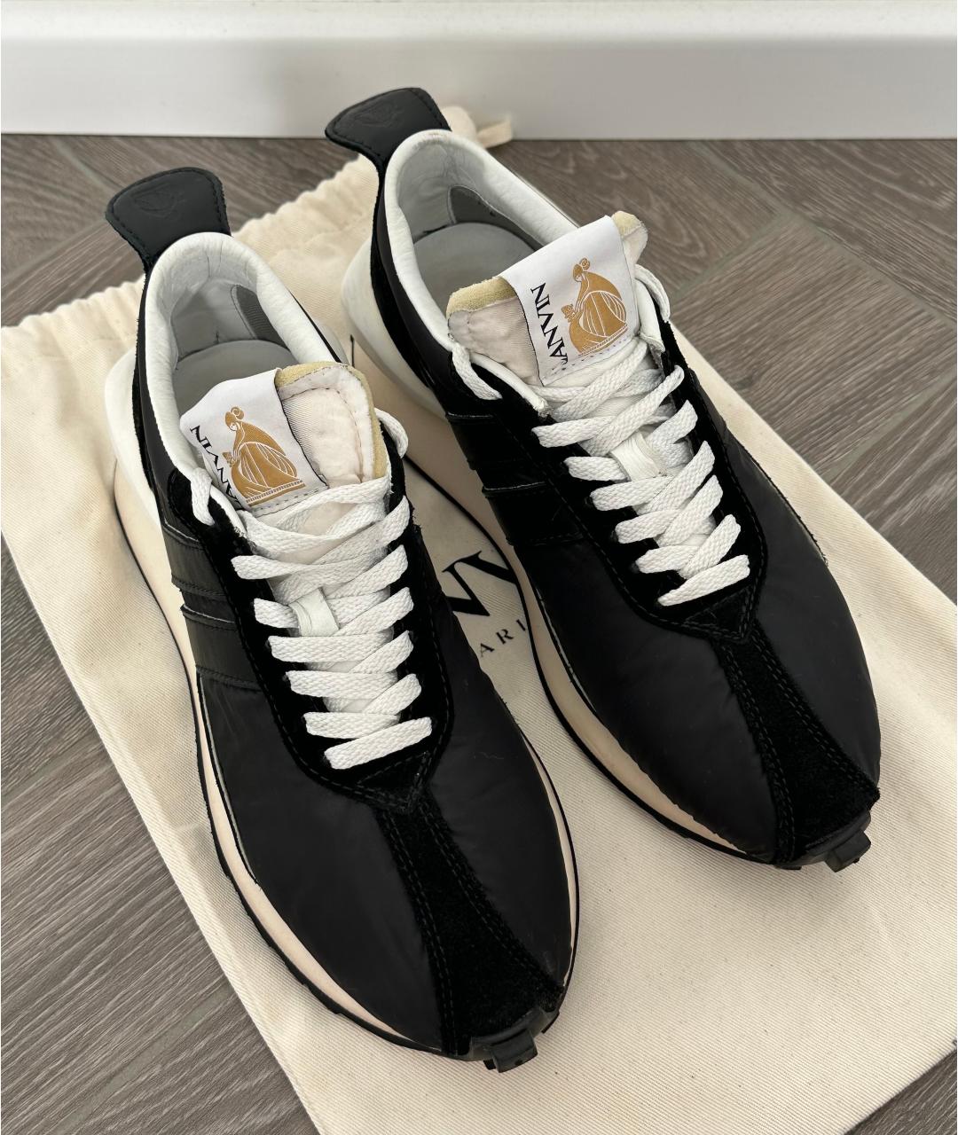 LANVIN Черные неопреновые низкие кроссовки / кеды, фото 2