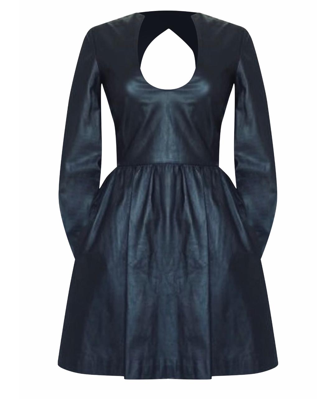 VALENTINO Черное кожаное повседневное платье, фото 1