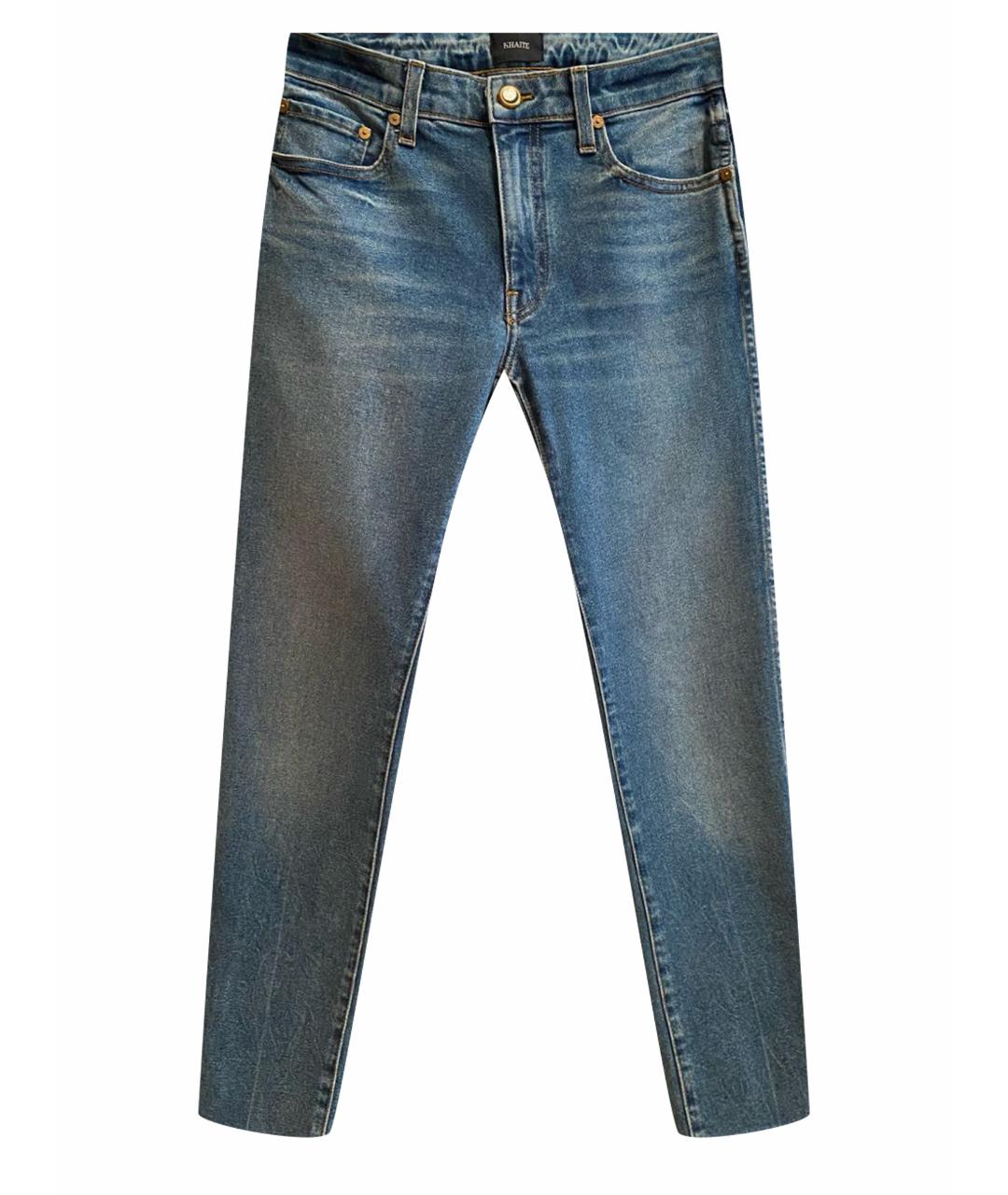 KHAITE Голубые хлопок-полиэтиленовые джинсы слим, фото 1
