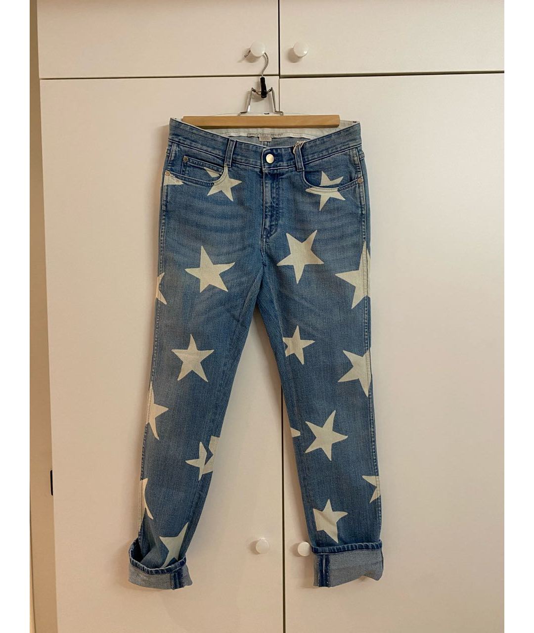 STELLA MCCARTNEY Голубые хлопко-эластановые прямые джинсы, фото 4