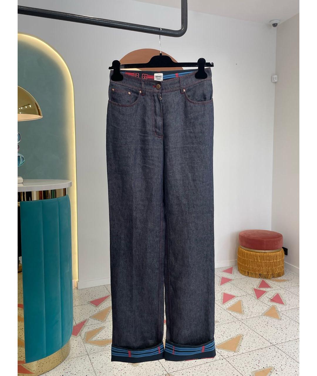HERMES Синие прямые джинсы, фото 7
