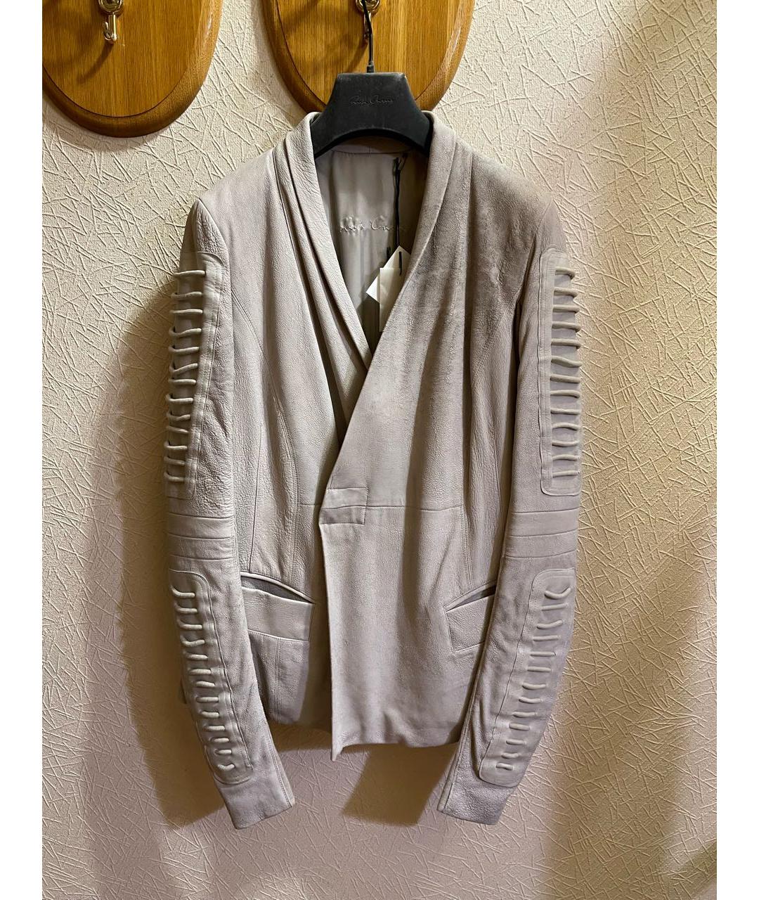 RICK OWENS Серый кожаный жакет/пиджак, фото 9