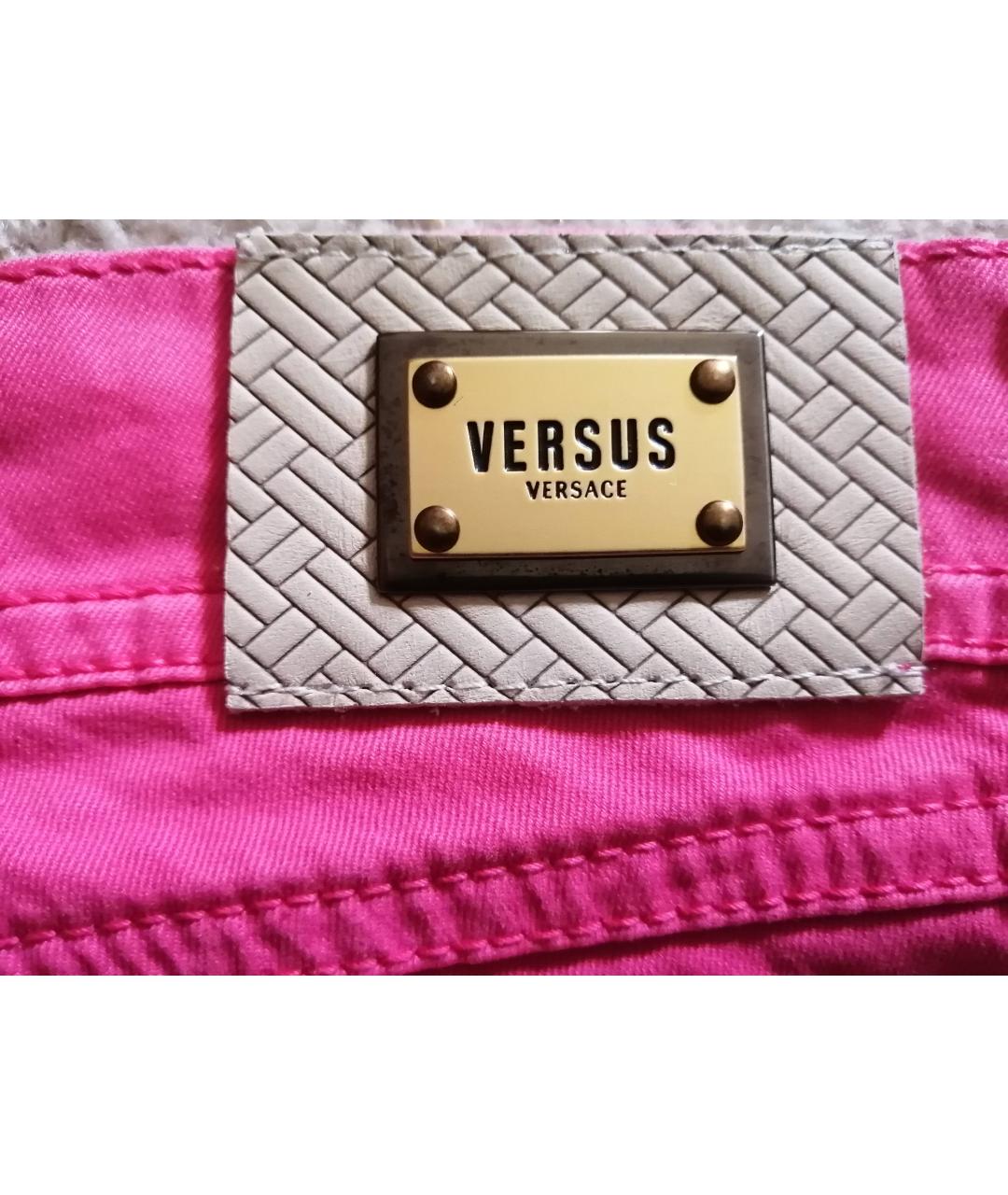 VERSUS VERSACE Розовые хлопко-эластановые джинсы слим, фото 6