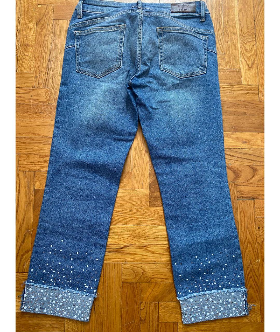 LIU JO Синие хлопко-эластановые прямые джинсы, фото 2
