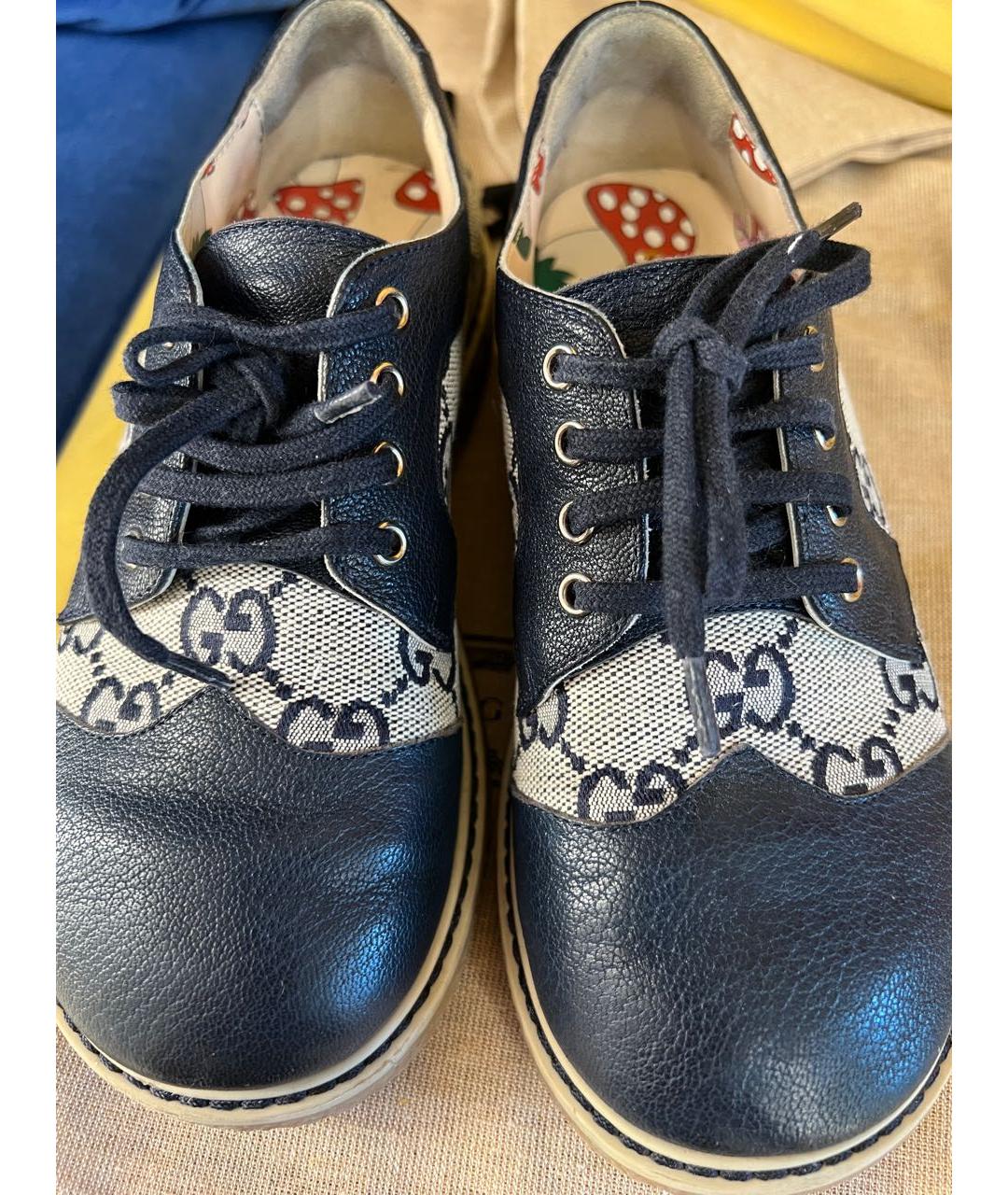 GUCCI Темно-синие кожаные ботинки, фото 2
